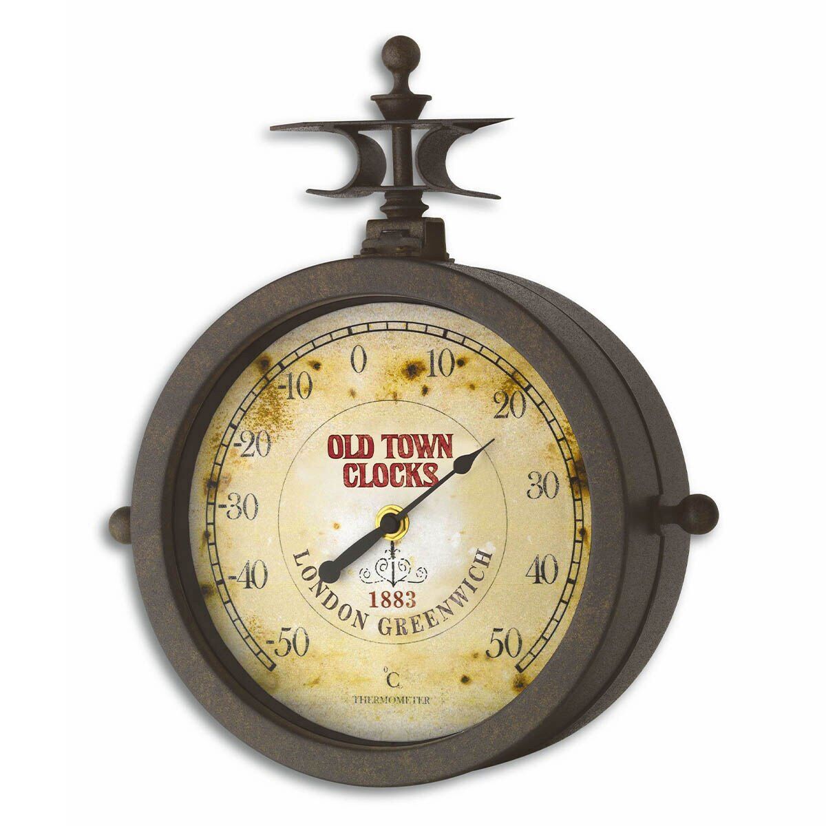Duvar saati ve termometre NOSTALGIE OLD TOWN CLOCK