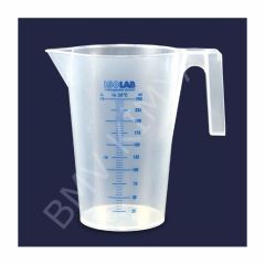 026.04.500 Beher - Kulplu - P.P - Kısa Form - Mavi Skala - 500 Ml 1 Adet / Paket