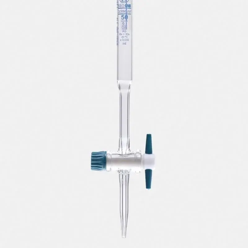 Büret - Düz - Şeffaf - Ptfe Musluklu - As Kalite - Grup Sertifikalı - Mavi Skala - 10 Ml