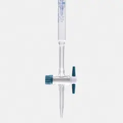 Büret - Düz - Şeffaf - Ptfe Musluklu - As Kalite - Grup Sertifikalı - Şelbah Çizgili - Mavi Skala - 10 Ml