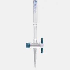 Büret - Düz - Şeffaf - Ptfe Musluklu - As Kalite - Grup Sertifikalı - Şelbah Çizgili - Mavi Skala - 50 Ml