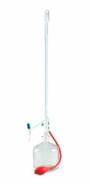 Büret - Otomatik - Şeffaf - Ptfe Ara Musluklu - As Kalite - Grup Sertifikalı - Şelbah Çizgili - Mavi Skala - 50 Ml