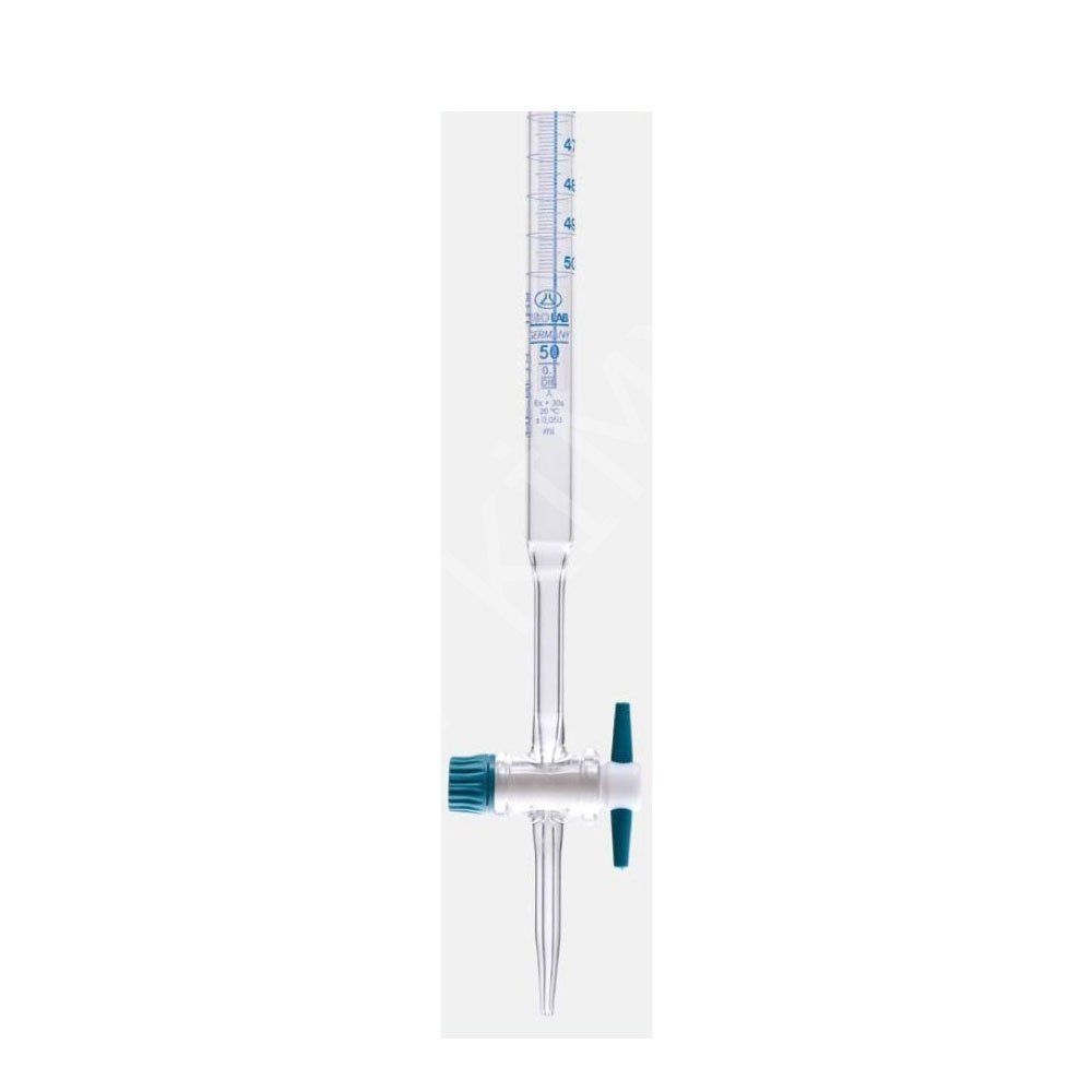 017.02.010 Büret - Düz - Şeffaf - Ptfe Musluklu - As Kalite - Grup Sertifikalı - Mavi Skala - 10 Ml (1 Adet/Paket)