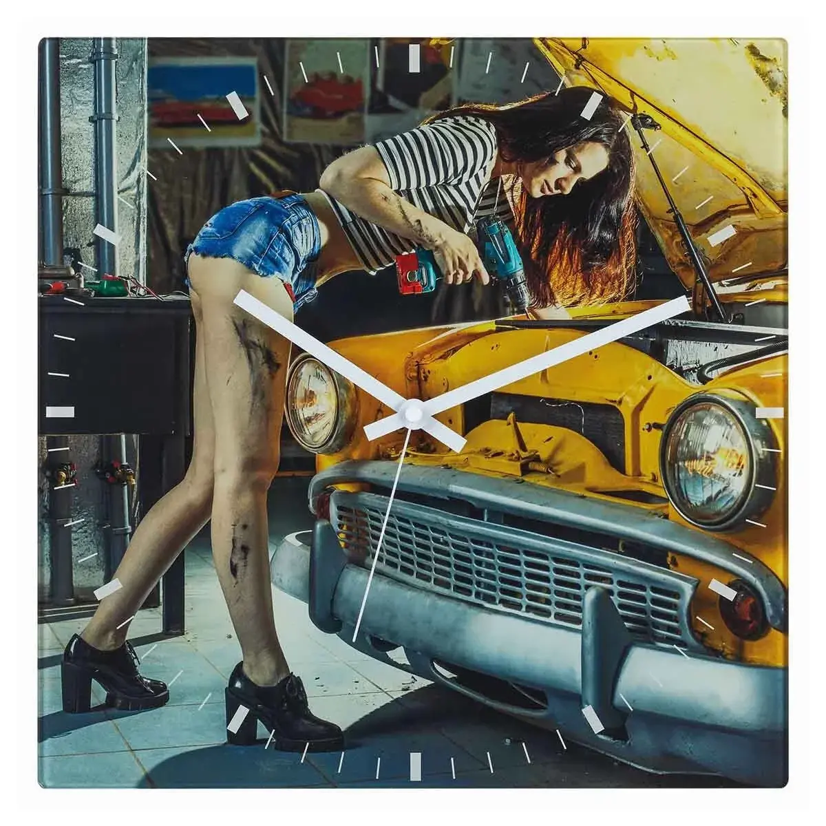 Analog Cam Duvar Saati Rockabılly