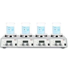 MS-H340-S4 4 Bölmeli Isıtıcılı Manyetik Karıştırıcı 200... 1.500 rpm / 25... 340 ℃ / 4 x 10 L