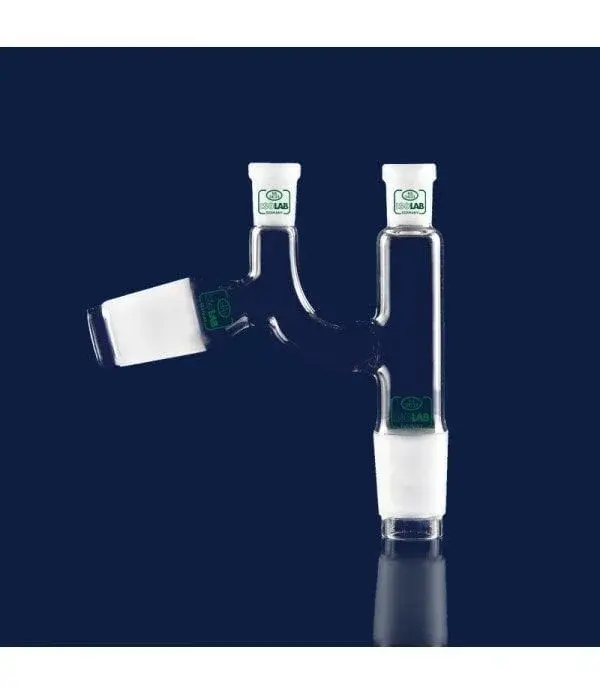 Adaptör - Distilasyon - Claisen Başlıklı - Dişi Şilif(ler) : Ns 14/23 - Erkek Şilif : Ns 29/32 - Açılı Erkek Şilif : Ns 14/23