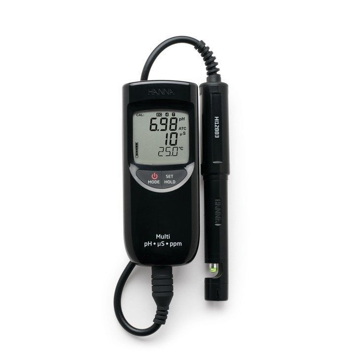 HI991301 Taşınabilir (Yüksek Aralık) Su Geçirmez pH / EC / TDS Metre