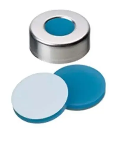 Kapak 20mm, Ultra Hijyen, Alüminyum, Düz, Orta Delikli, Silikon Şeffaf, Mavi/ptfe Beyaz, 45° Shore A, 3.0mm 100 Adet