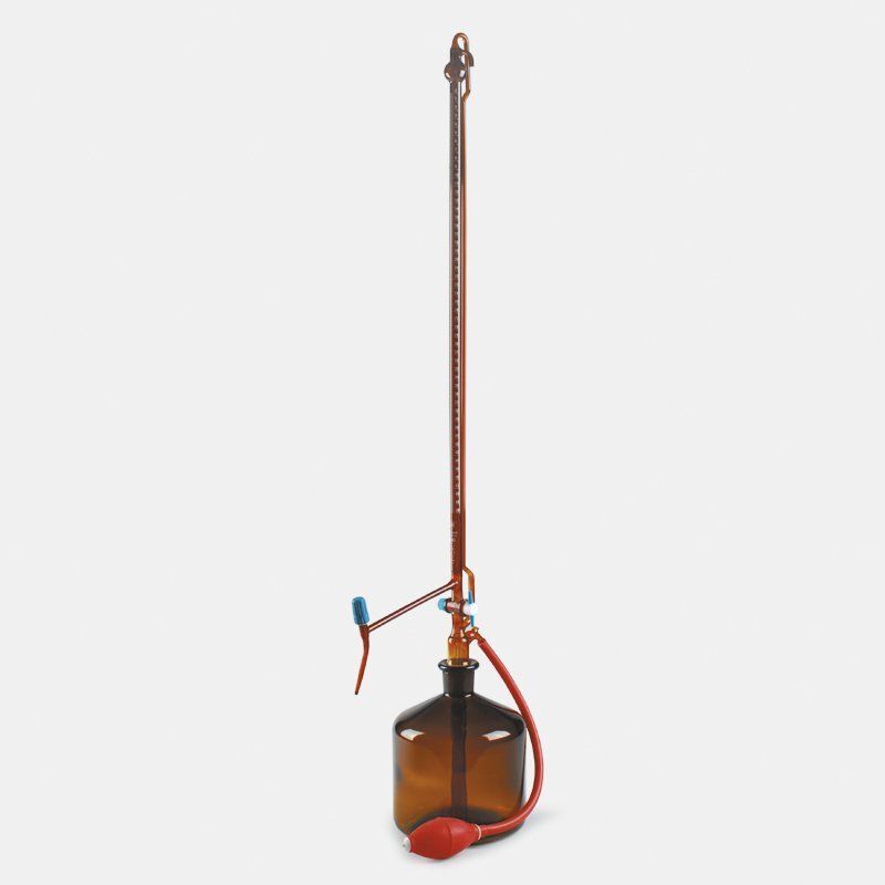 Büret - Otomatik - Amber - Ptfe Ara Musluklu - As Kalite - Grup Sertifikalı - Beyaz Skala - 25 Ml