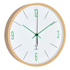 Analog tasarım radyo kontrollü akçaağaç çerçeveli duvar saati