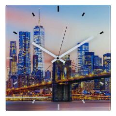 Camdan yapılmış analog radyo kontrollü saat NEW YORK