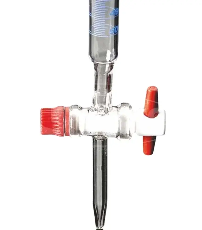 Büret - Düz - Şeffaf - A Kalite - Grup Sertifikalı - Mavi Skala - Ptfe Musluklu - 10 Ml