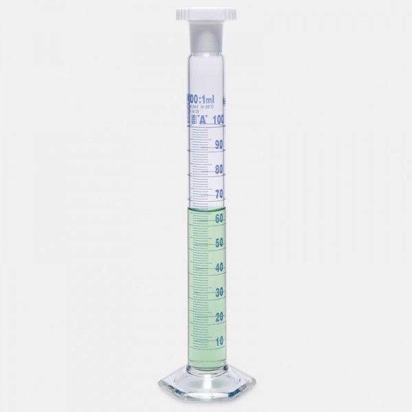 Mezür - Çalkalama - Hexagonal Cam Tabanlı - A Kalite - Grup Sertifikalı - Mavi Skala - 1000 Ml