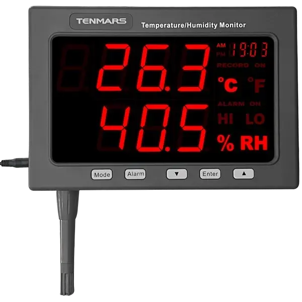 Tenmars Tm-185d Işıklı Göstergeli Sıcaklık Nem Ölçer | Kayıt Yapabilir