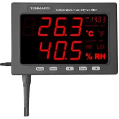 Tenmars Tm-185d Işıklı Göstergeli Sıcaklık Nem Ölçer | Kayıt Yapabilir