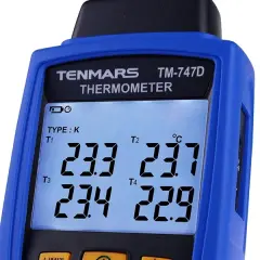 Tenmars Tm-747d Kayıt Özellikli 4 Kanallı Termokupl Termometre | K, J, T, E, R, S, N Tipi Prob