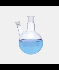 Balon - Dibi Yuvarlak - 2 Boyunlu - Yan Dişi Şilif - Merkez Boyun : Ns 24/29 - Yan Dişi Şilif : Ns 19/26 - 100 Ml