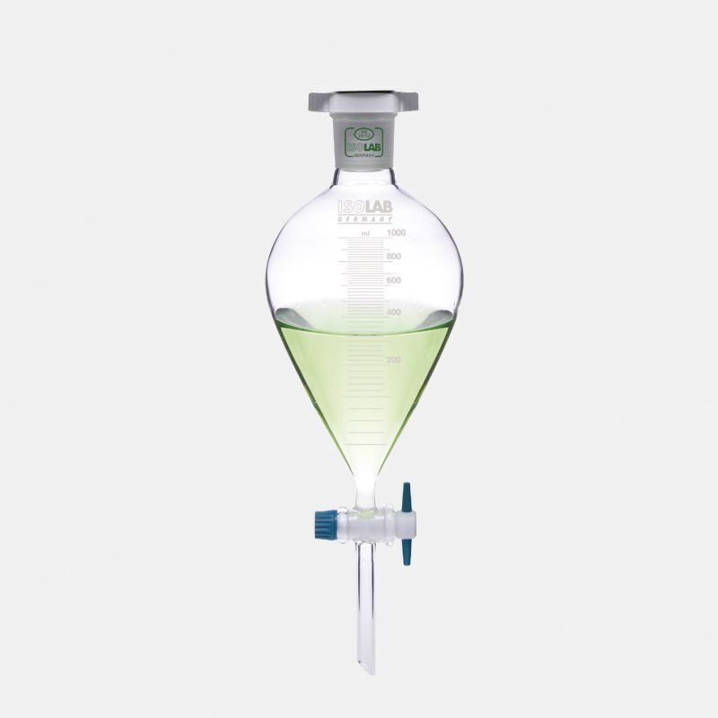 Ayırma Hunisi - Cam - Armudi - Dereceli - Ptfe Musluklu - 250 Ml
