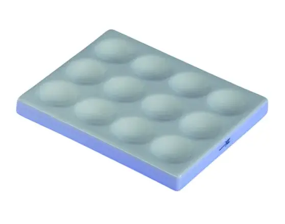 Porselen Plaka 12 Kuyucuklu, Spot Plates, U X D X Y: 119 X 85 X 6 Mm, Çap: 20 Mm, Derinlik: 3 Mm 10 Adet Paket