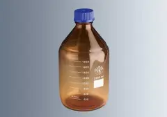 Şişe, Cam Payreks, Otoklavlanabilir, Mavi Kapaklı, Amber, 2000 Ml