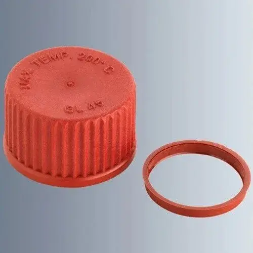 Otoklavlanabilir Cam Şişeler İçin Kırmızı Kapak, Teflon, Gl32