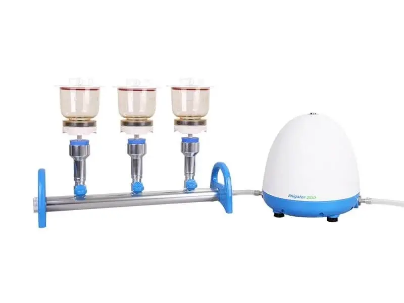 Vakum Filtrasyon Sistemi, Alüminyum 3'lü Manifold, Manyetikik Huni Adaptörü Dahil, Hunileri Hariçtir; Lf 3 ( 300 Ml ) Ve Lf 5 ( 500 Ml ) Pes Huniler; Mf 3 ( 300 Ml ) Ve Mf 5 ( 500 Ml ) Manyetikik Huniler İçin Uygundur