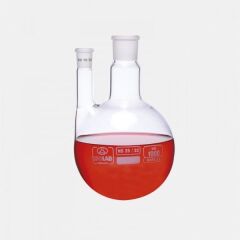 Balon - Dibi Yuvarlak - 2 Boyunlu - Yan Dişi Şilif - Merkez Boyun : Ns 29/32 - Yan Dişi Şilif : Ns 29/32 - 2000 Ml