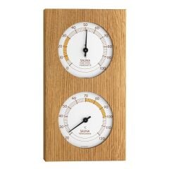 Meşe çerçeveli analog sauna termo-higrometre
