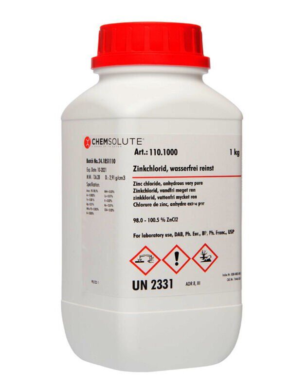 Zinc Chloride Anh. V.P. Dab,Ph.Eur.,Bp,Ph.France.,Usp 1 Kg