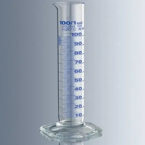 Mezür, Cam, A Sınıfı, Uzun Form, Mavi Renk Taksimatlı, 10 Ml