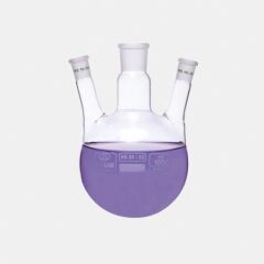 Balon - Dibi Yuvarlak - 3 Boyunlu - Yan Dişi Şilif - Merkez Boyun : Ns 29/32 - Yan Boyun(Lar) : Ns 14/23 - 250 Ml
