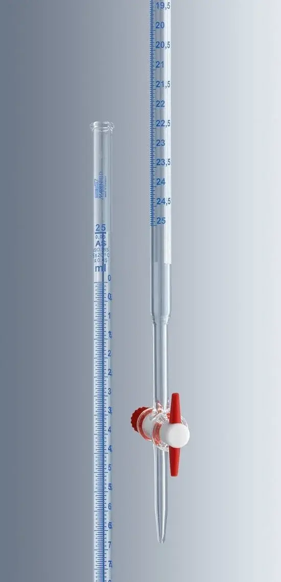 Büret, Cam, Bang Modeli, As Sınıfı, Düz Cam Musluklu, 5:0.01 Ml