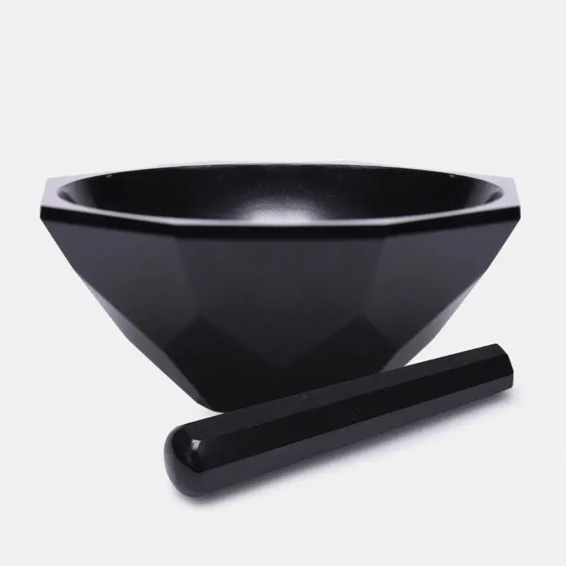 Havan - Agat - Tokmağı İle - Çap 150 Mm - Standart Form - Siyah