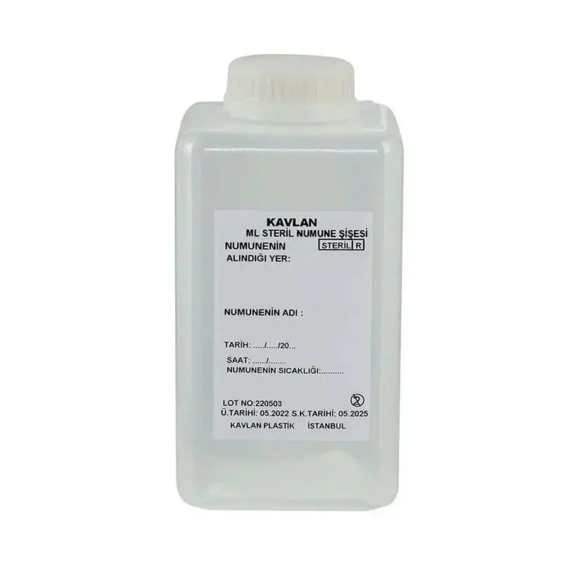 Su Numune Şişesi 500 Ml Pp Tiyosülfatsız Gama Steril Şeffaf